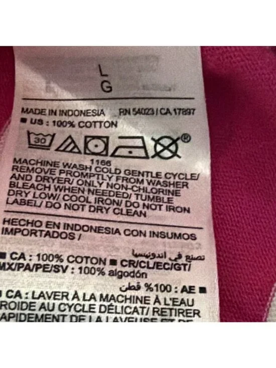 Old Navy Womens Pink & White T-Shirt Large Cotton Y2K Summer Casual Bold Relaxed - Picture 4 of 6